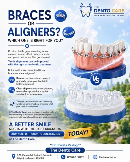 Braces or Aligners? Which one is right for you? 😁🦷
Both can help improve teeth alignment, but the right choice depends on your bite, dental condition, and treatment goals. Get the right diagnosis before choosing your treatment.
Braces, Clear Aligners, Teeth Alignment, Orthodontic Treatment, Dental Care, Orthodontic Consultation, Dentist in Lucknow
#Braces #clearaligners #TeethAlignment #orthodontictreatment #dentalcare #healthysmile #smilemakeover #DentalConsultation #dentistinlucknow #thedentocare #drshwetarastogi